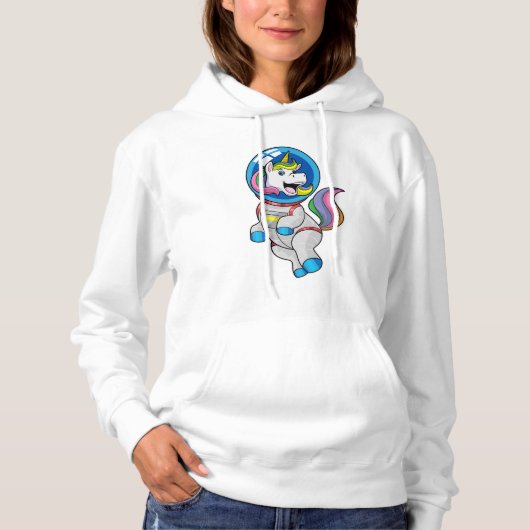 Pull À Capuche Unicorne en tant qu'astronaute dans l'espace (Devant)