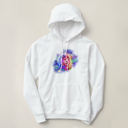 Pull À Capuche Univers Lion Aquarelle Éclaboussure (Design devant)