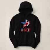 Pull À Capuche Useh Leaf Canadian American Flag Maple Canada Usa  (Design devant)