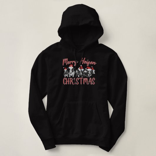 Pull À Capuche Vache Noël Joyeux Heifen Noël Funny Vache Far (Design devant)