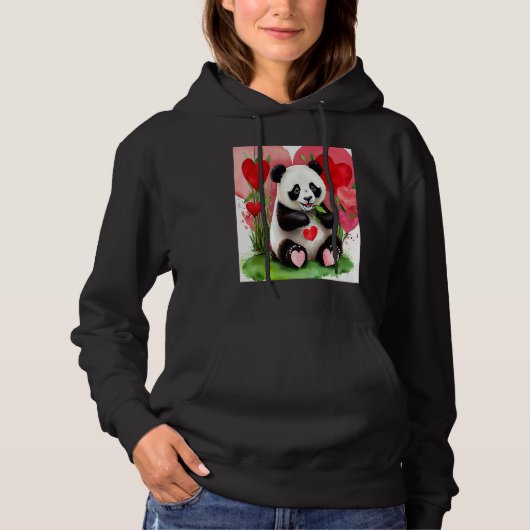 Pull À Capuche Valentine's Day Love Heart Panda Girlfriend Fiancé (Devant)