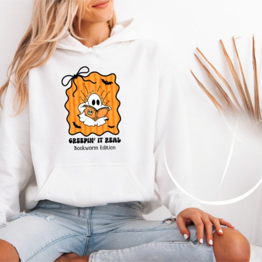 Pull À Capuche Vers de livre Ghost Lecture Retro Bow Creepin’ It 