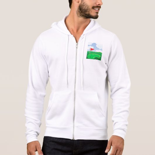 Pull À Capuche Vert de golf avec drapeau rouge et balle (Devant)