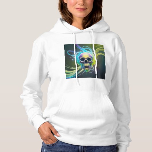 Pull À Capuche Vibes crâniennes Abstraites Design par Li Tech (Devant)