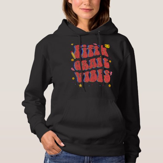 Pull À Capuche Vibes De Cinquième Année Rétro Retour À L'École 5E (Devant)