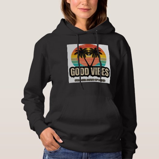 Pull À Capuche Vibes d'été rétro (Devant)
