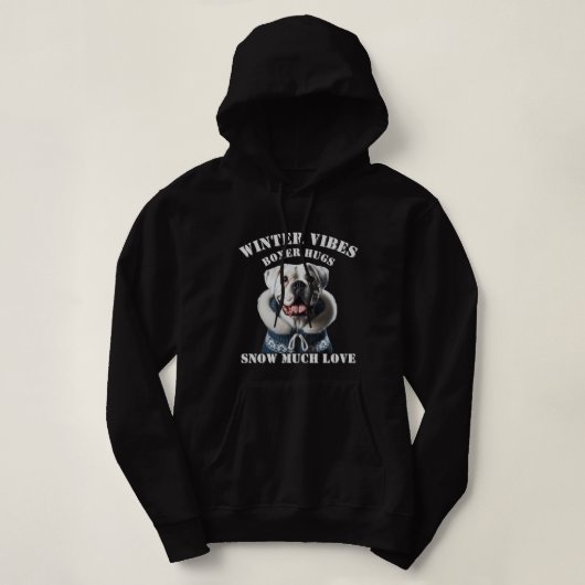 Pull À Capuche Vibes d'hiver Boxer Hugs neige beaucoup d'amour (Design devant)