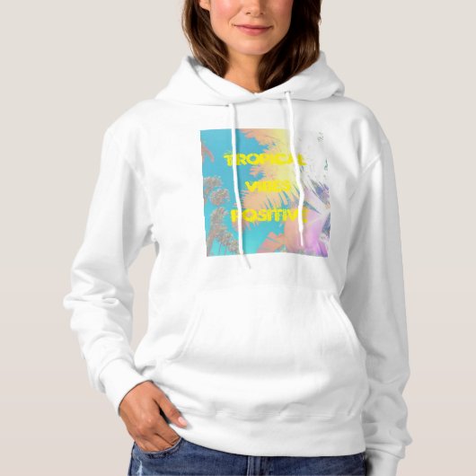 Pull À Capuche Vibes positives Palmiers tropicaux (Devant)
