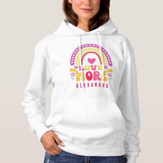 Pull À Capuche Vibrant Love plus nom personnalisé (Devant)