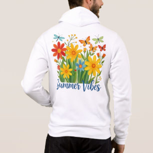Pull À Capuche Vibrations d'été Floral avec Papillons