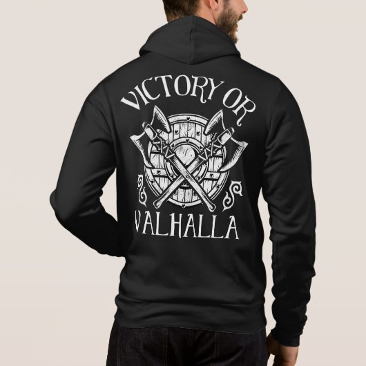Pull À Capuche Victoire ou Valhalla - Bouclier et Ax (Dos)