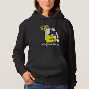 Pull À Capuche Vie Mère De Softball Bleu Avec Leopard Et Messager