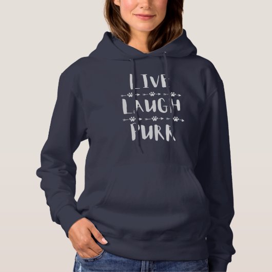 Pull À Capuche Vie, Rire, Purr, Chat mignon (Devant)