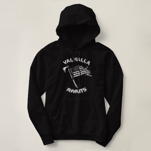 Pull À Capuche Viking Valhalla attend son drapeau (Design devant)