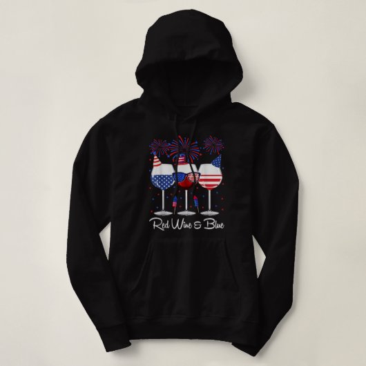 Pull À Capuche Vin Rouge Et Vin 4 juillet Bleu Rouge Blanc Bleu (Design devant)