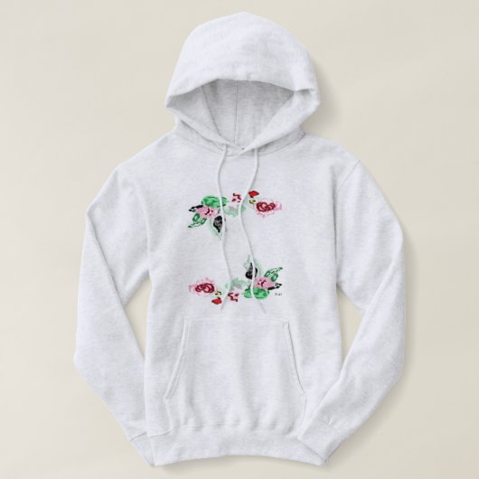 Pull À Capuche Vin Sweatshirt à capuchon de base avec Rose (Design devant)