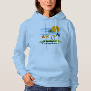 Pull À Capuche Vintage Palmiers Tropicaux Ciel Bleu Adulte