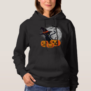 Pull À Capuche Vintage Scary Halloween Costume Chat Noir Sorcière
