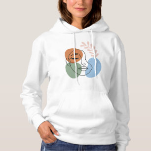 Pull À Capuche Visage d'art en ligne abstrait avec une touche bot