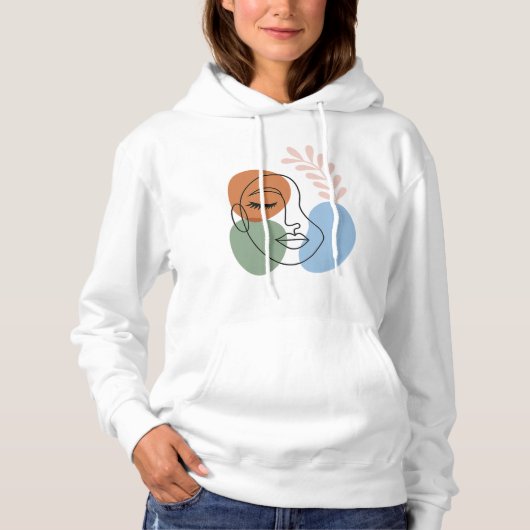 Pull À Capuche Visage d'art en ligne abstrait avec une touche bot (Devant)