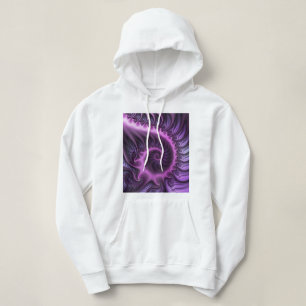 Pull À Capuche Vivid Cool Abstrait rose violet Fractal Art Spiral