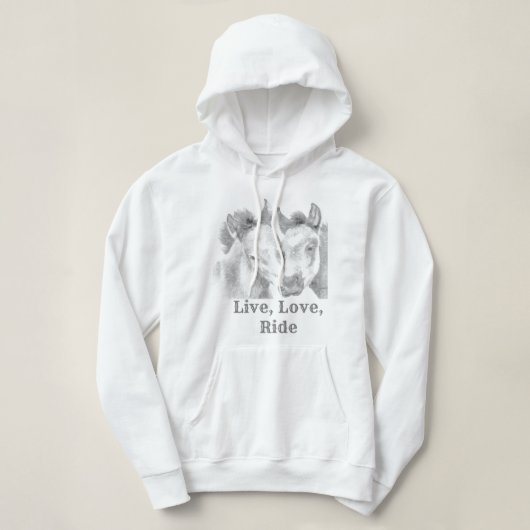 Pull À Capuche Vivre, Amour, Cheval De Ride (Design devant)