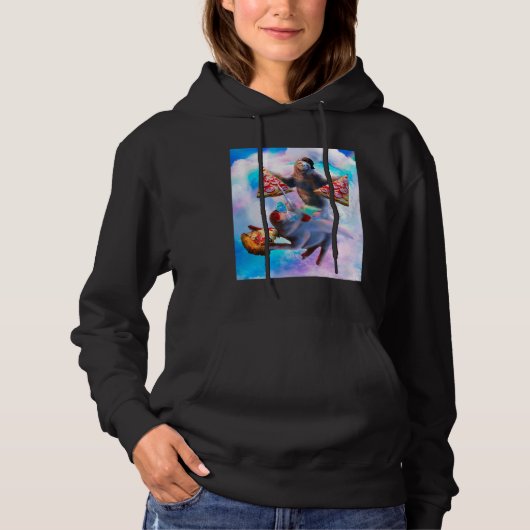Pull À Capuche Voler Espace Pizza Sloth Riding Rainbow Pig Unicor (Devant)
