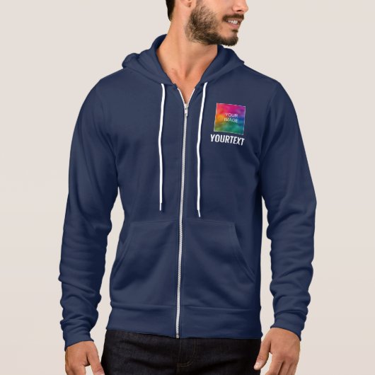 Pull À Capuche Votre Image Ou Logo Texte Mens Impression Double C (Devant)