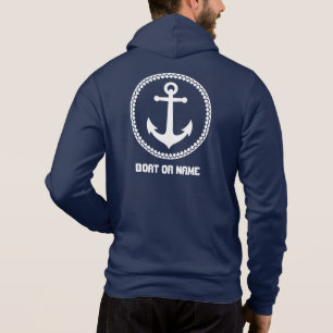 Pull À Capuche Votre nom ou bateau Ancre marine marine bleu marin