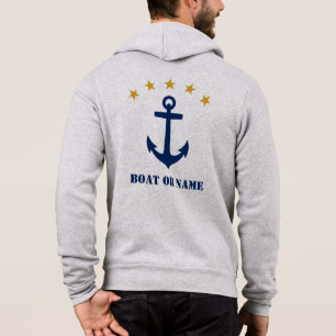 Pull À Capuche Votre nom ou nom de bateau Ancre classique Marine