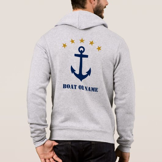 Pull À Capuche Votre nom ou nom de bateau Ancre classique Marine (Dos)
