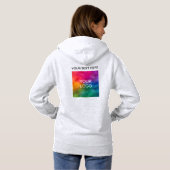 Pull À Capuche Votre texte nom logo femmes double face gris cendr (Dos entier)