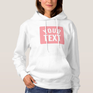 Pull À Capuche Votre texte personnalisé ou nom Rose Blush Blanc F