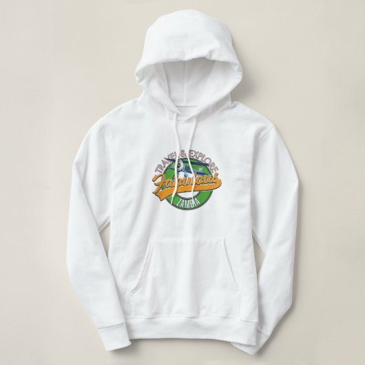Pull À Capuche Voyagez et explorez la fabuleuse Zambie (Design devant)