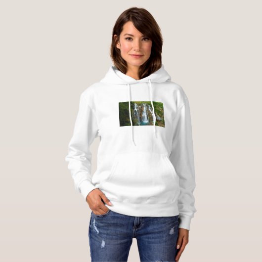 Pull À Capuche Vue sur les chutes d'eau, Croatie (Devant entier)