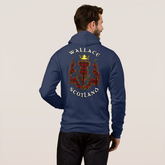 Pull À Capuche Wallace Clan Badge & Tartan avec devise (Dos entier)