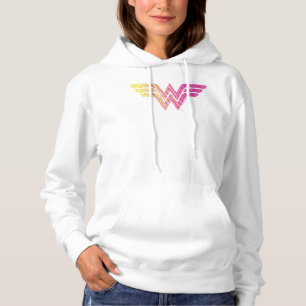 Pull À Capuche Wonder Woman Logo de couleur demi-teinte rose jaun