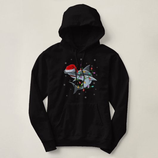 Pull À Capuche Xmas Lighting Santa Hat Hammerhead Shark Christmas (Design devant)