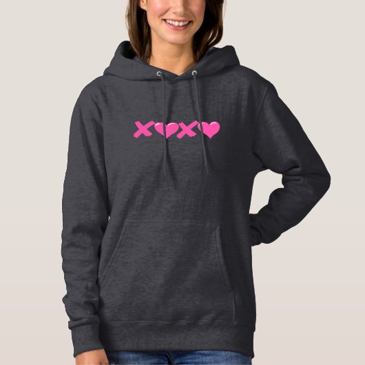 Pull À Capuche XOXO rose (Devant)