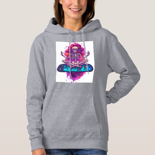 Pull À Capuche Zen jusqu'à l'os - Yoga squelette drôle de l'espac (Devant)