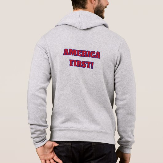 Pull À Capuche Zip Up Sweatshirt AMERICA FIRST AND MAGA FLAG (Dos)