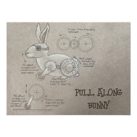 Pull Along Bunny Poster Perfect Poster (Voorkant)