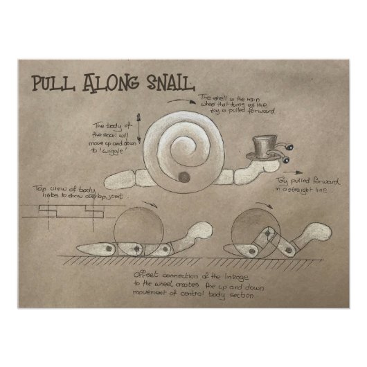 Pull Along Snail Poster (Devant)