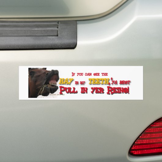 Pull in reins Funny Horse Bumpersticker (Op auto)