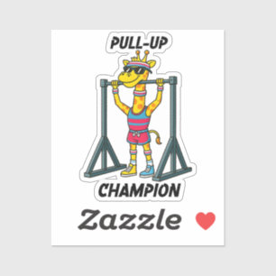Pull-Up Kampioen – Grappig Giraffe Workout Design Sticker