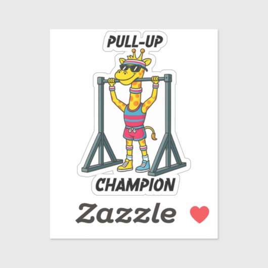 Pull-Up Kampioen – Grappig Giraffe Workout Design Sticker (Vel)
