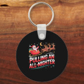Pulling An All-nighter Funny Christmas Santa Sleig Sleutelhanger (Voorkant)