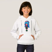 Pullover à capuche pour fille Cheveux bleus fille (Devant entier)