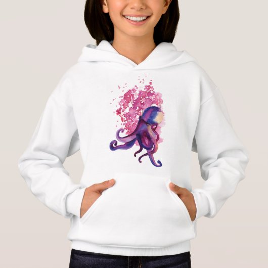 Pullover à capuche pour fille - Pieuvre (Devant)