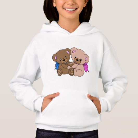 Pullover à capuche pour filles - Ours Câlins (Devant)